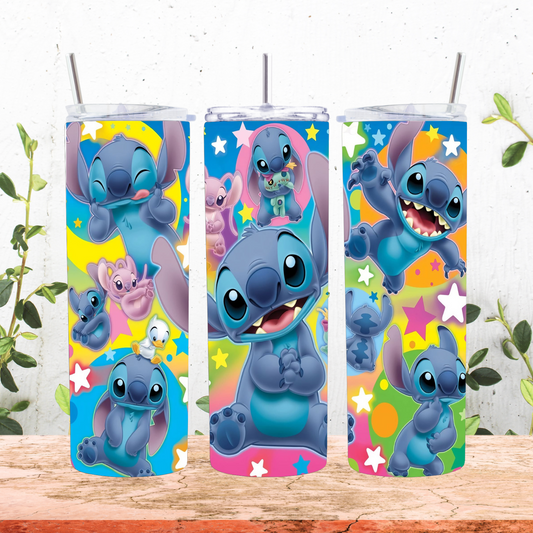 Blue Alien Mash Up Stars Tumbler