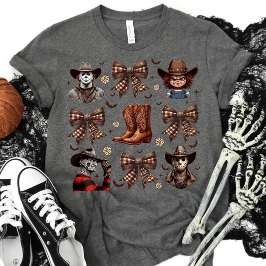 Adult Size Howdy Horror Gang Coquette Bow T-Shirt