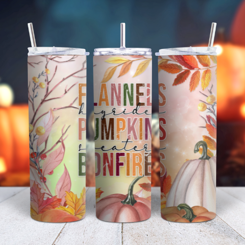 Flannels, Pumpkins and Bonfires 20oz Tumbler