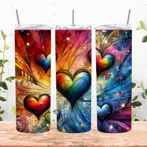 Rainbow Hearts Stainless Steel Tumbler